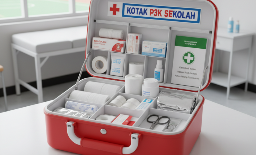 Illustration of Isi Kotak P3K Sekolah: Daftar Wajib Pertolongan Pertama